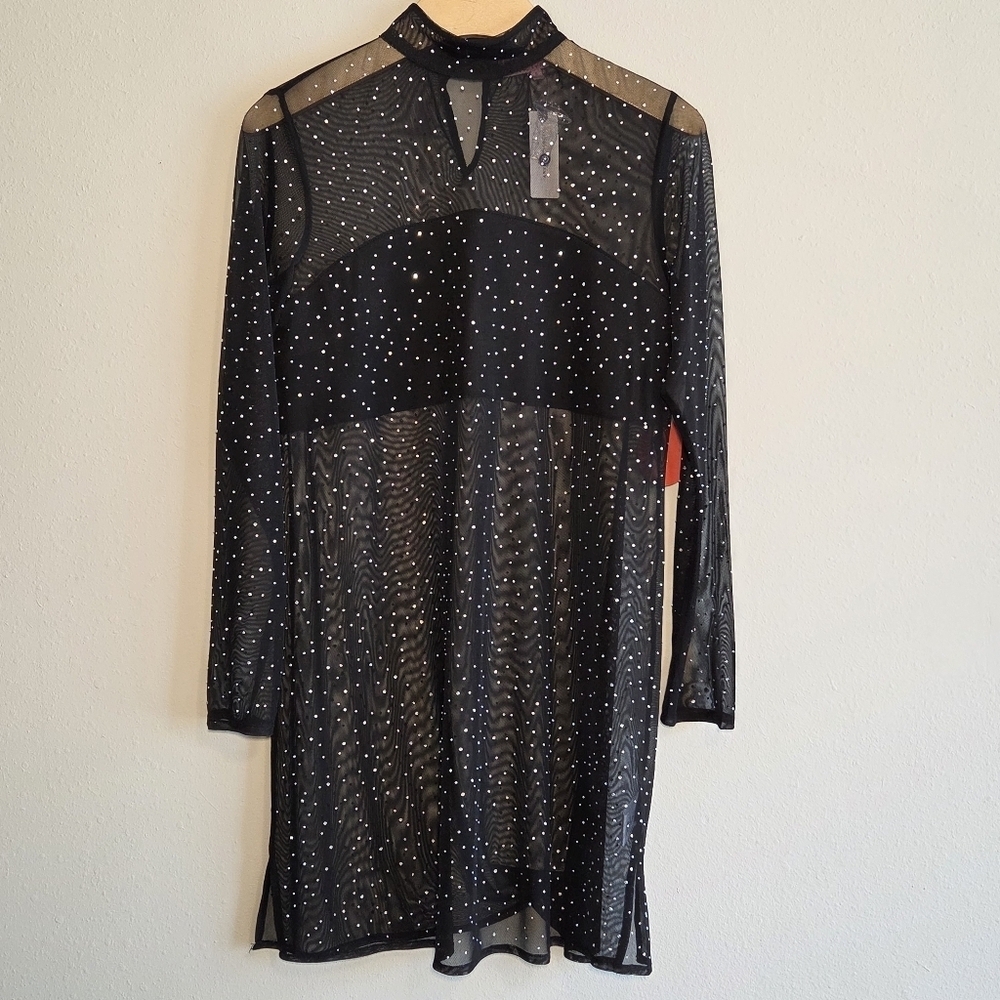 Eva Franco Anthropologie Starlight Long Sleeves Sheer Tunic Sz S Dark Romantic